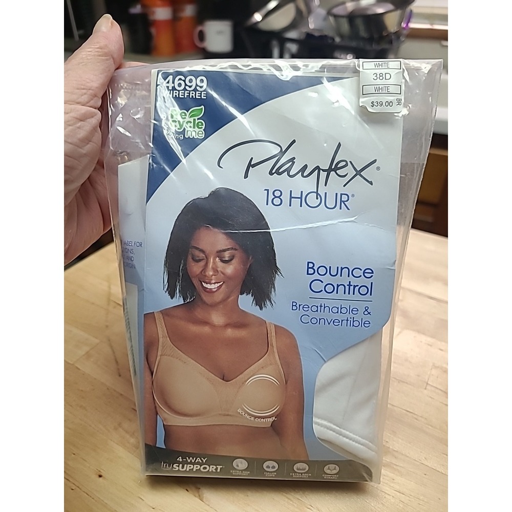 Playtex 18 Hr 4 Way Support with Bounce Control Bra (4699 Wirefree)  36C - White
